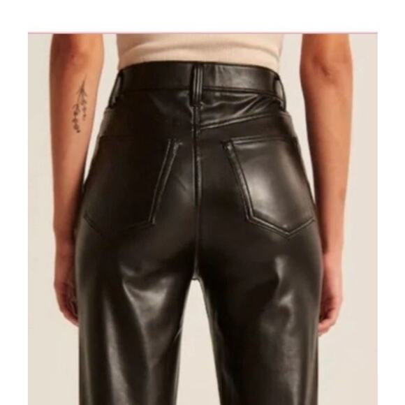 ABERCROMBIE & FITCH Crossover Waist Vegan Faux Leather Jeans Pants Black Sz 27/4 - Picture 5 of 15